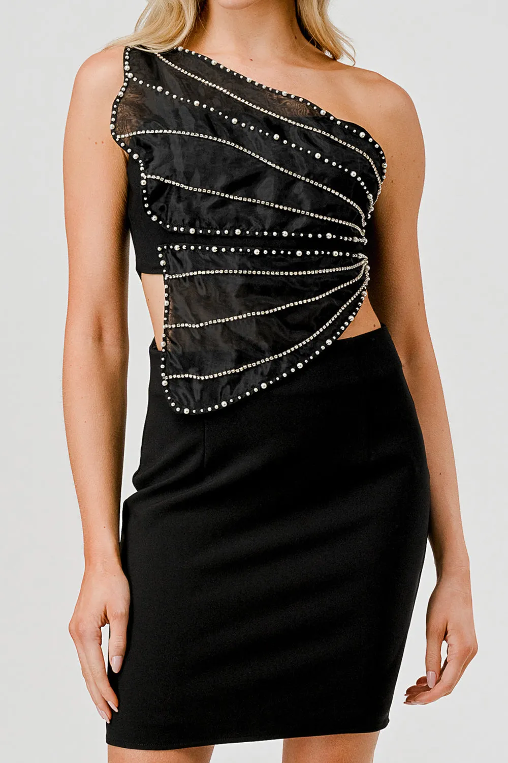 LUXE EMBELLISHED BUTTERFLY BODYCON MINI DRESS