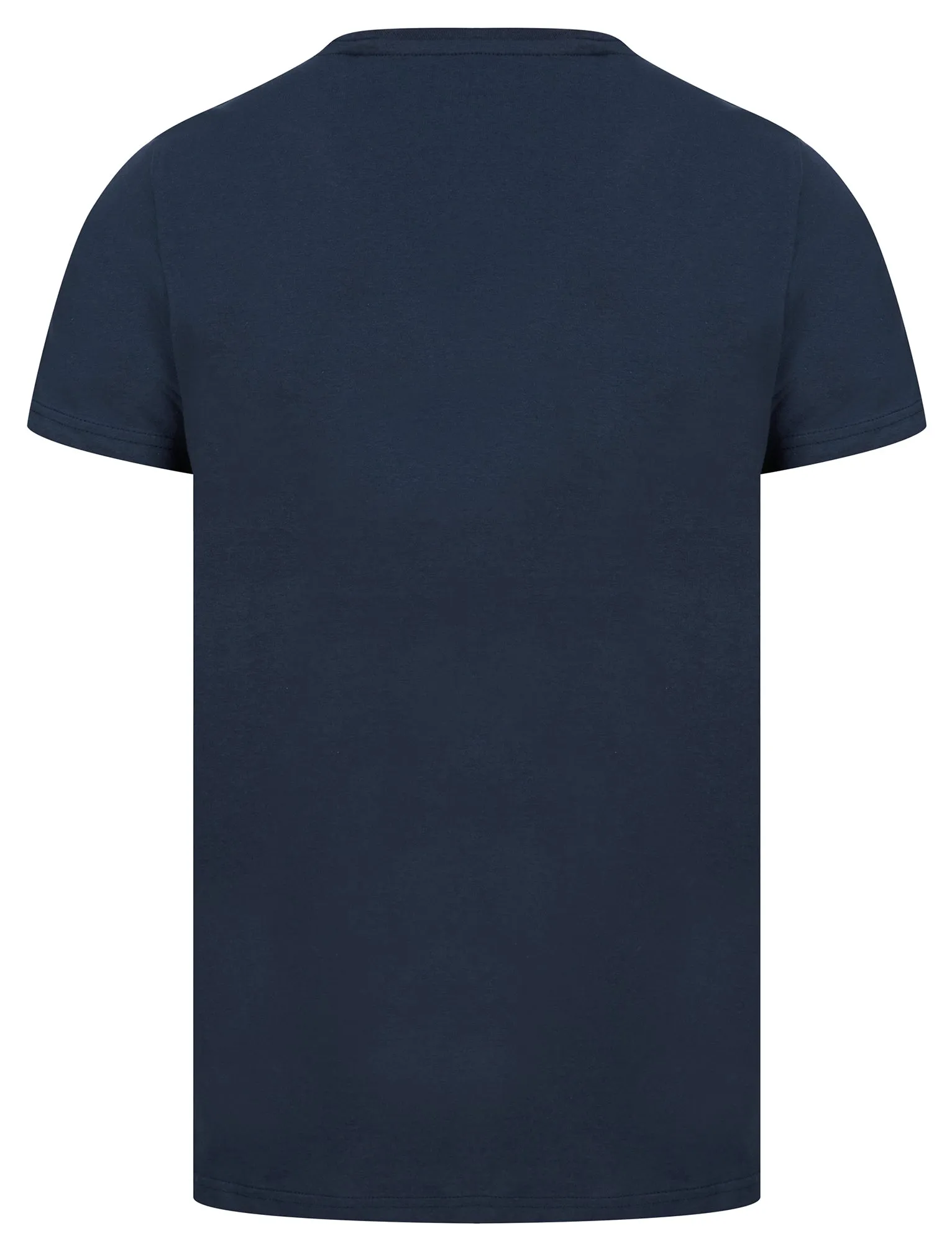 Men's Chestnuts Roasting Motif Novelty Cotton Christmas T-Shirt in Peacoat Blue - Merry Christmas