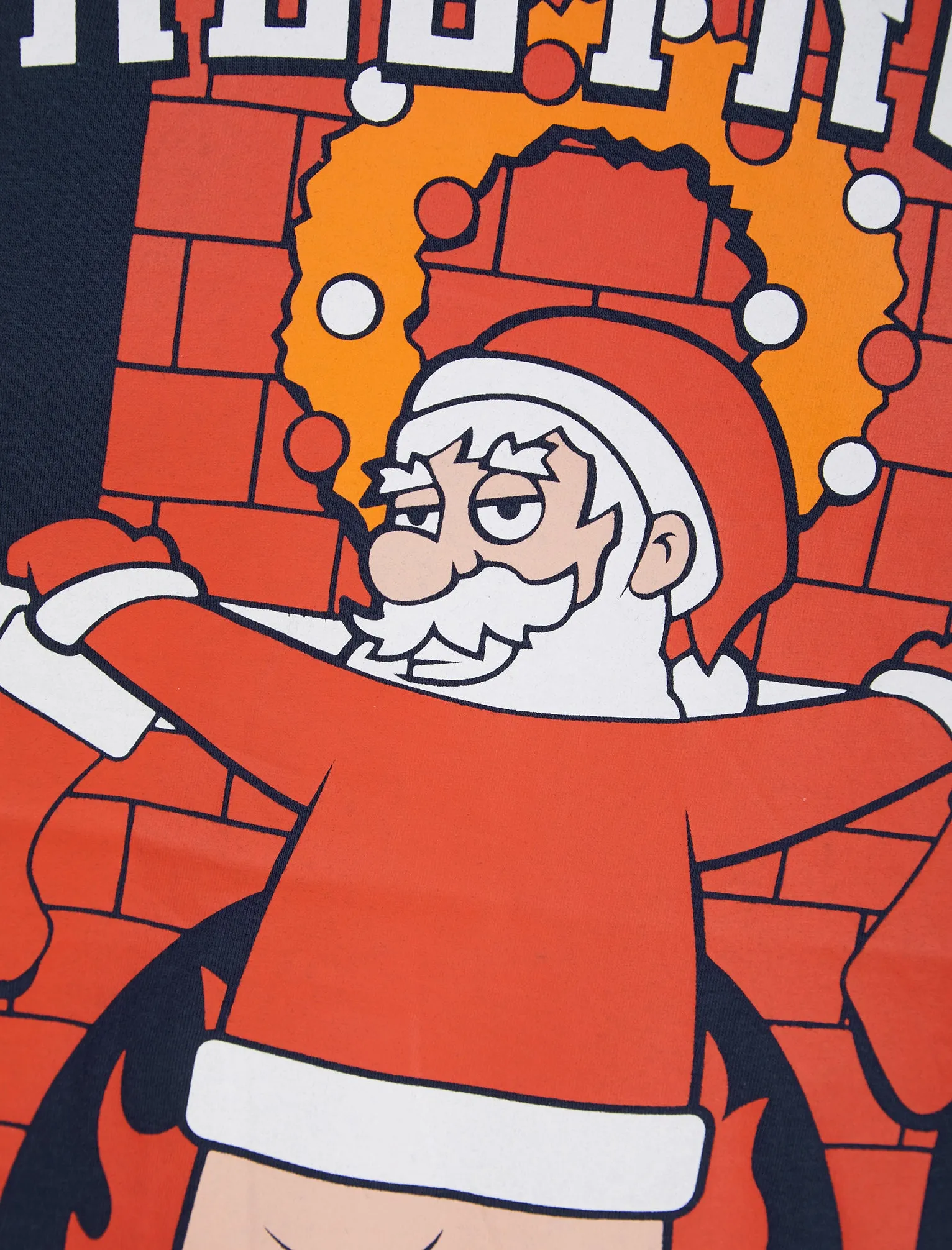 Men's Chestnuts Roasting Motif Novelty Cotton Christmas T-Shirt in Peacoat Blue - Merry Christmas
