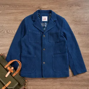 Men's Corduroy Jacket Indigo Blue Regular Fit Casual Vintage French Style