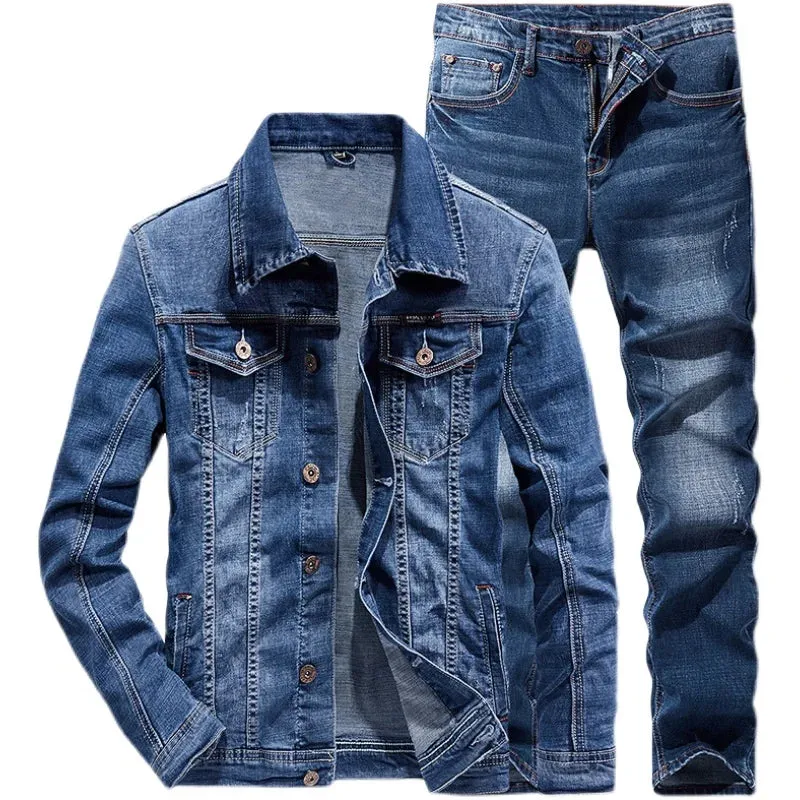 Men's Simple Slim Fit Stretch Denim Suit,  2-Piece up-to 4X