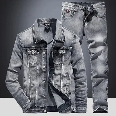 Men's Simple Slim Fit Stretch Denim Suit,  2-Piece up-to 4X