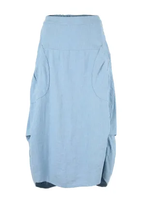 Milwaukee Fiesta Skirt Sky Blue in Slub Linen