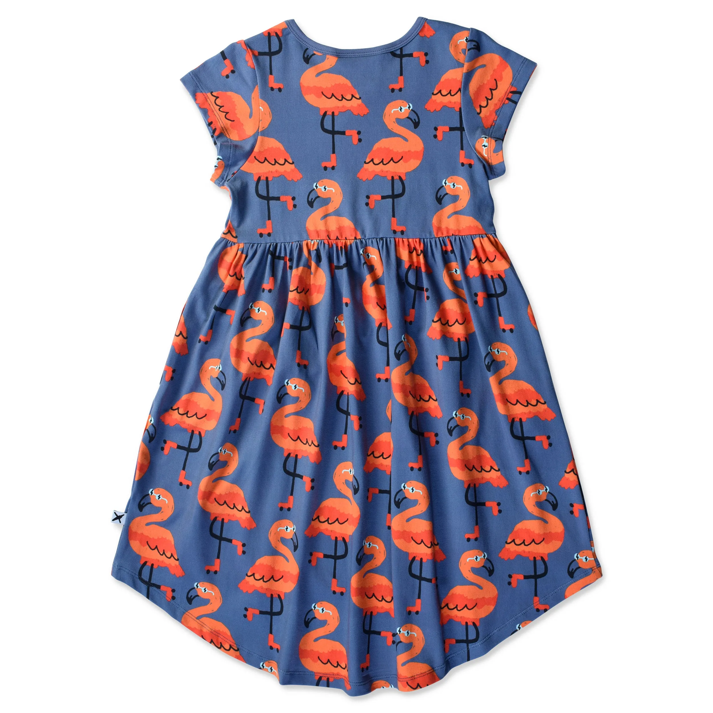 Minti Rolling Flamingos Dress - Dark Blue