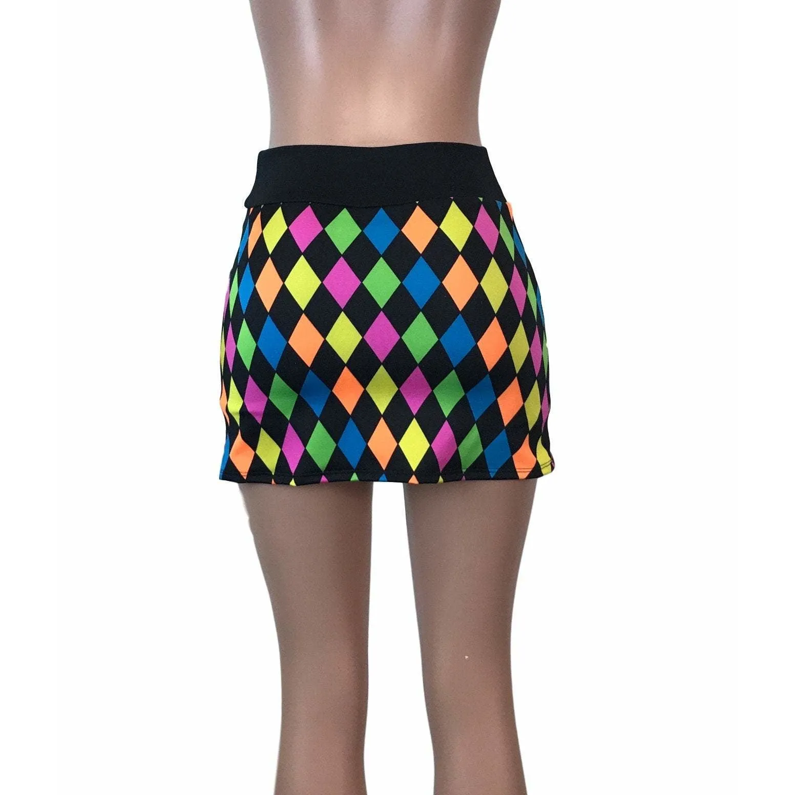 Neon Diamond Print Athletic Slim Skirt w/ built in compression shorts and pocket- tennis skirt, golf skirt, running skirt