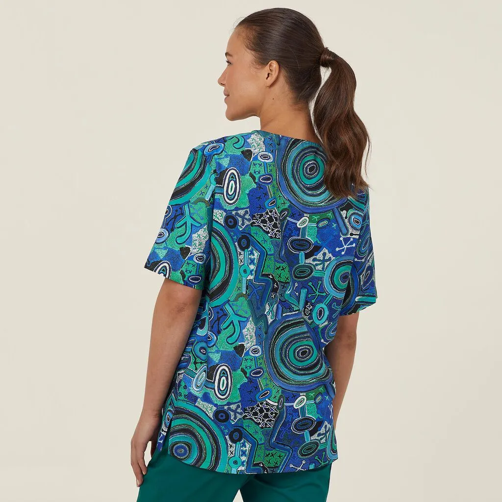 NNT Uniforms Polyester Print Warlu Indigenous Scrub Top (CATRFR)