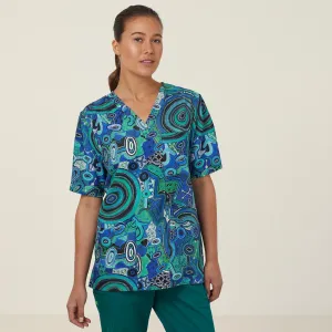 NNT Uniforms Polyester Print Warlu Indigenous Scrub Top (CATRFR)