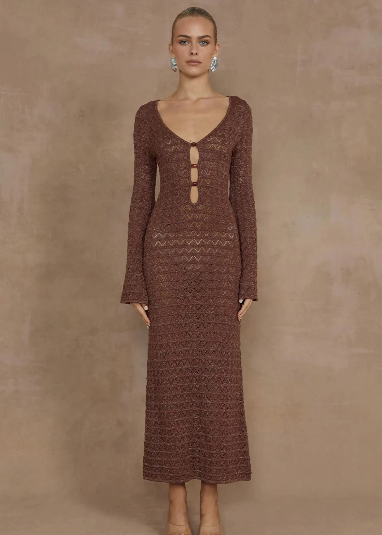 Nya Knit Midi Dress in Espresso