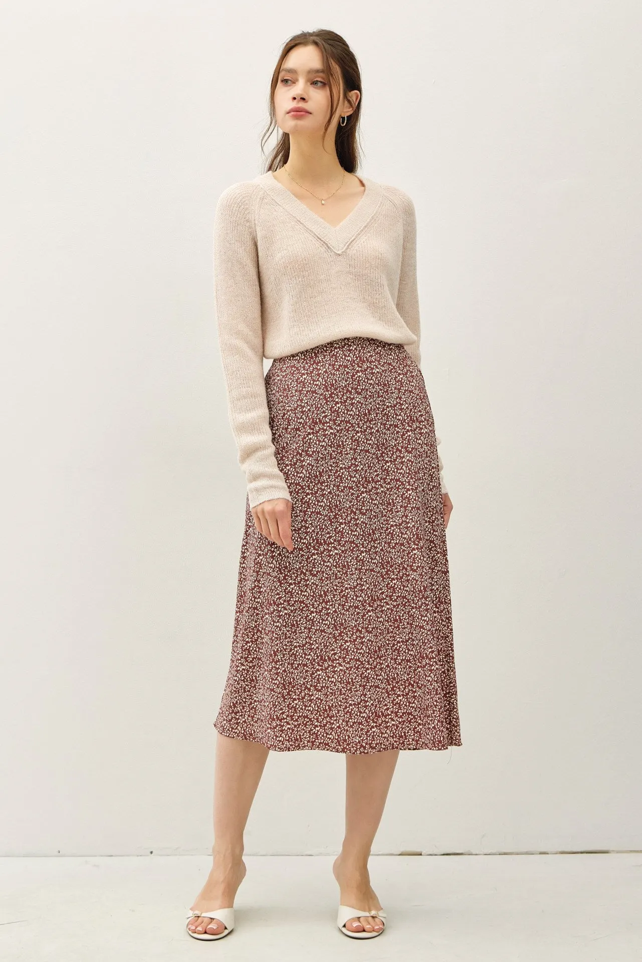 NYLAND Pisa Print Midi Skirt w/ Elastic Waistband