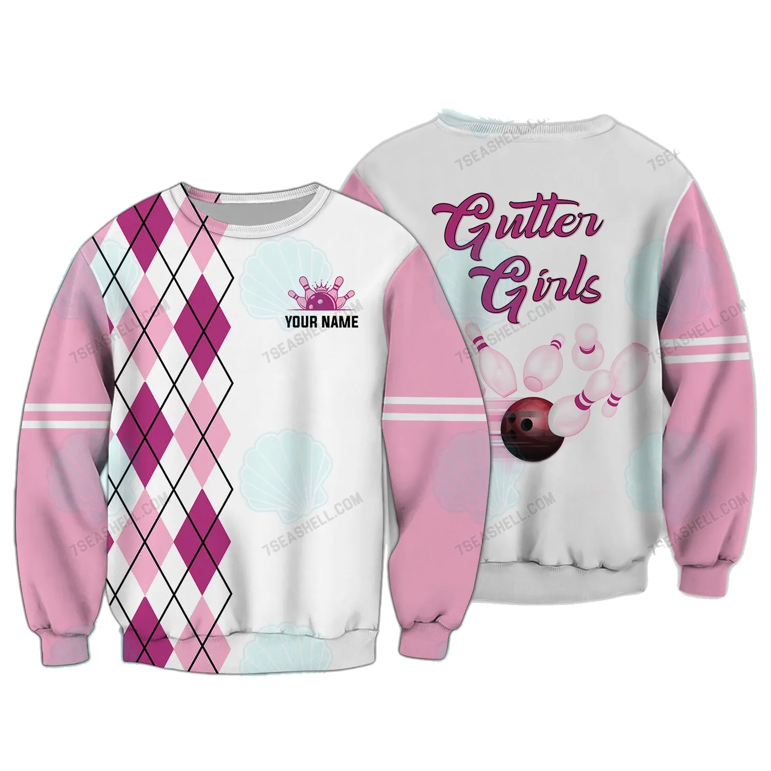 Personalized 3D Bowling For Women For Girls Funny Gutter Girls Pink Bowling Shirts For Women, 3D Sweatshirt Hoodie