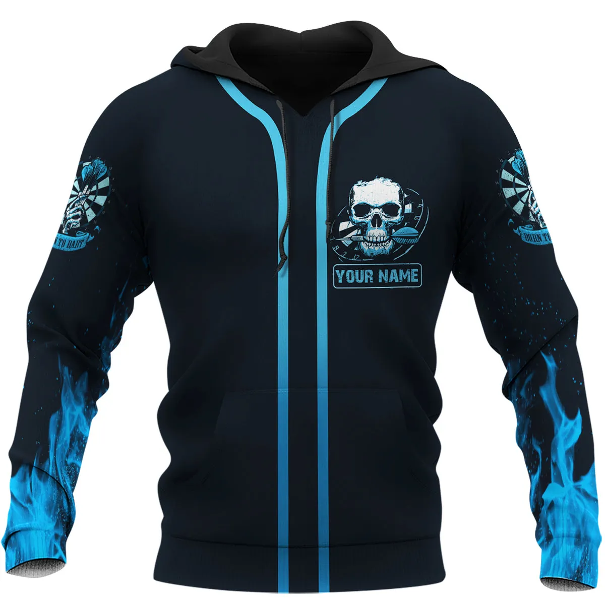 Personalized Name Darts Demon Skull 3D Hoodie Zipper Hoodie Shirt, Skull Dart Shirt