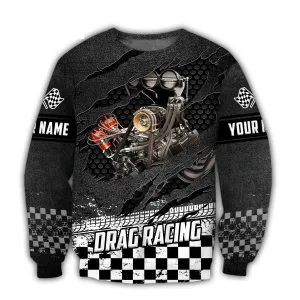 Personalized Name Racing Crack Drag Racing Engine Sweatshirt Zip Hoodie Christmas Shirt