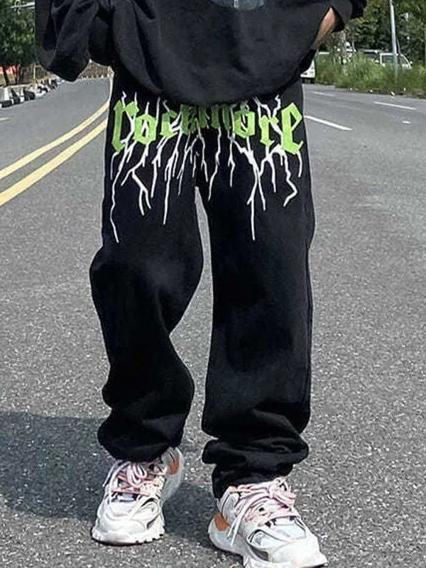 Rockmore With Thunder Bolt Printed Baggy Relaxed Fit Track Pant
