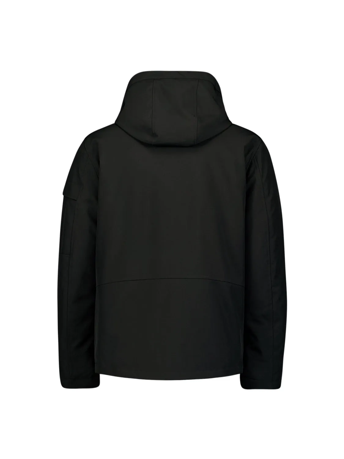 Short Softshell Jacket with Hood, Stretch, and Sleeve Pocket: Functional and Stylish | Black
