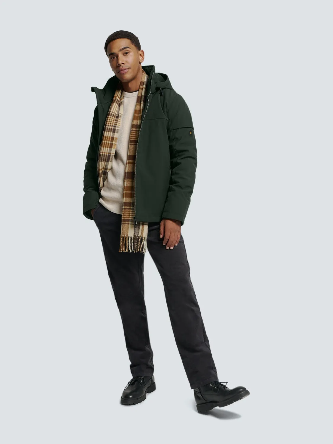 Short Softshell Jacket with Hood, Stretch, and Sleeve Pocket: Functional and Stylish | Dark Moss