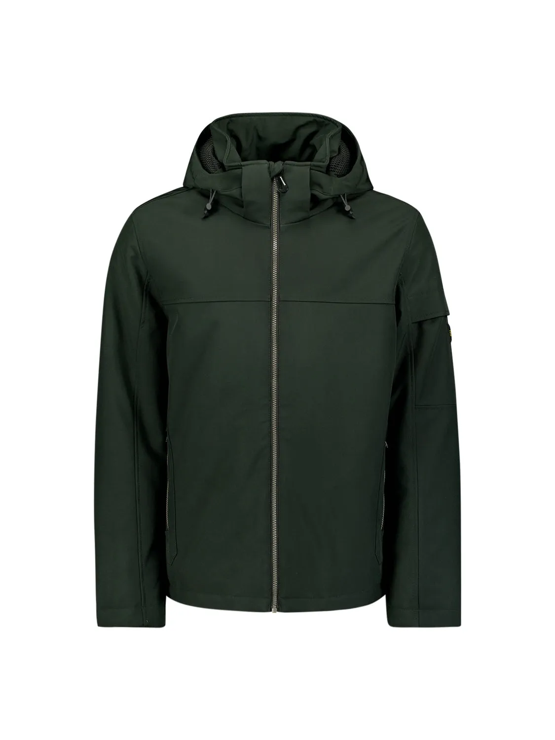 Short Softshell Jacket with Hood, Stretch, and Sleeve Pocket: Functional and Stylish | Dark Moss