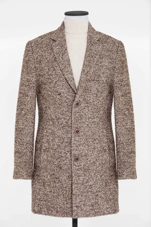 Slim Fit Cachet Denver Notch Lapel Wool Blend Navy Overcoat, Brown D.