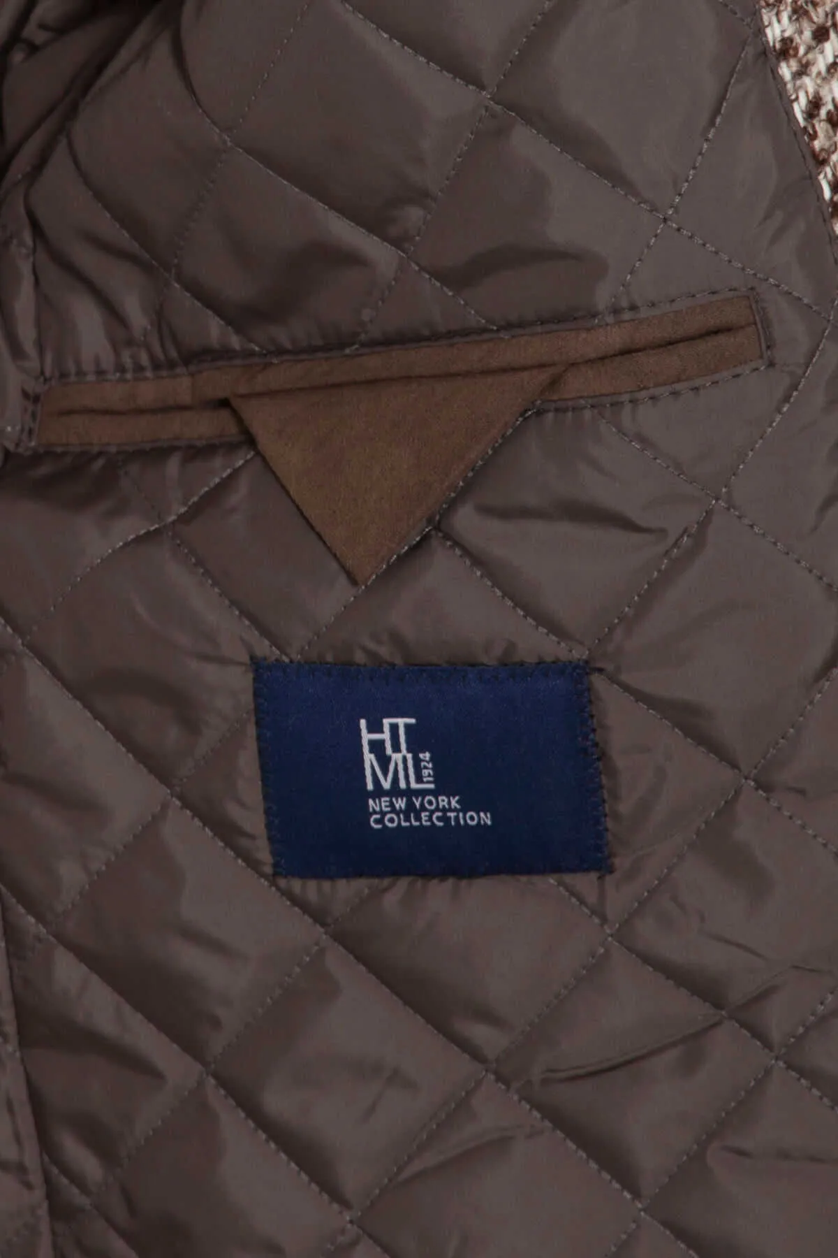 Slim Fit Cachet Denver Notch Lapel Wool Blend Navy Overcoat, Brown D.