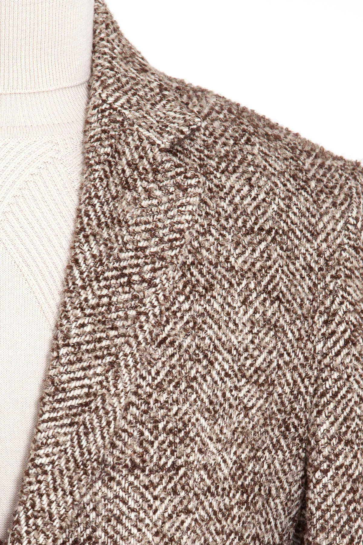 Slim Fit Cachet Denver Notch Lapel Wool Blend Navy Overcoat, Brown D.