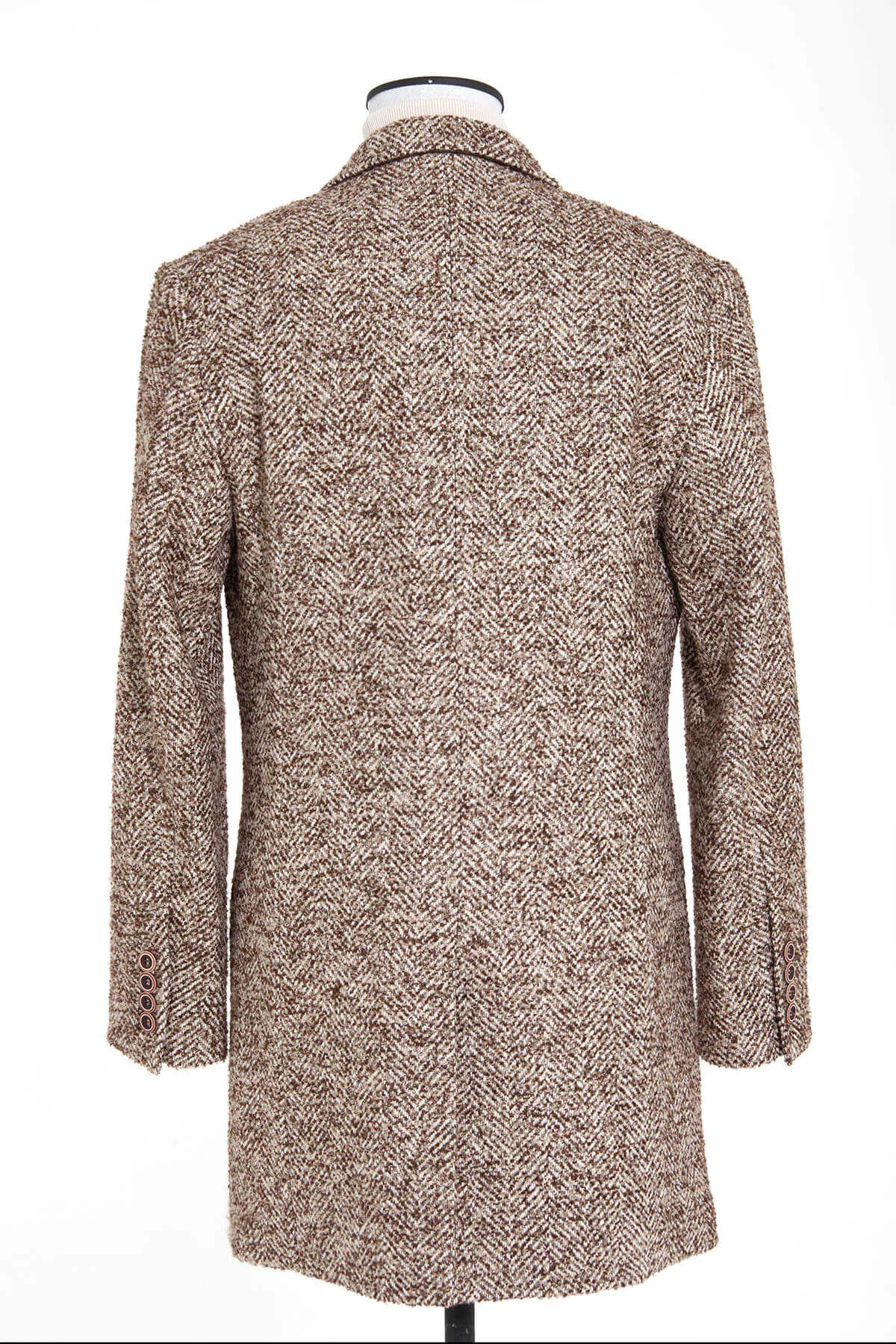 Slim Fit Cachet Denver Notch Lapel Wool Blend Navy Overcoat, Brown D.