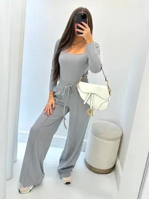 Sloane grey Long Sleeve wide leg set