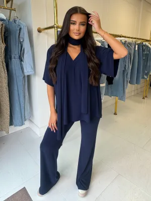 Sophie navy slinky Loungeset