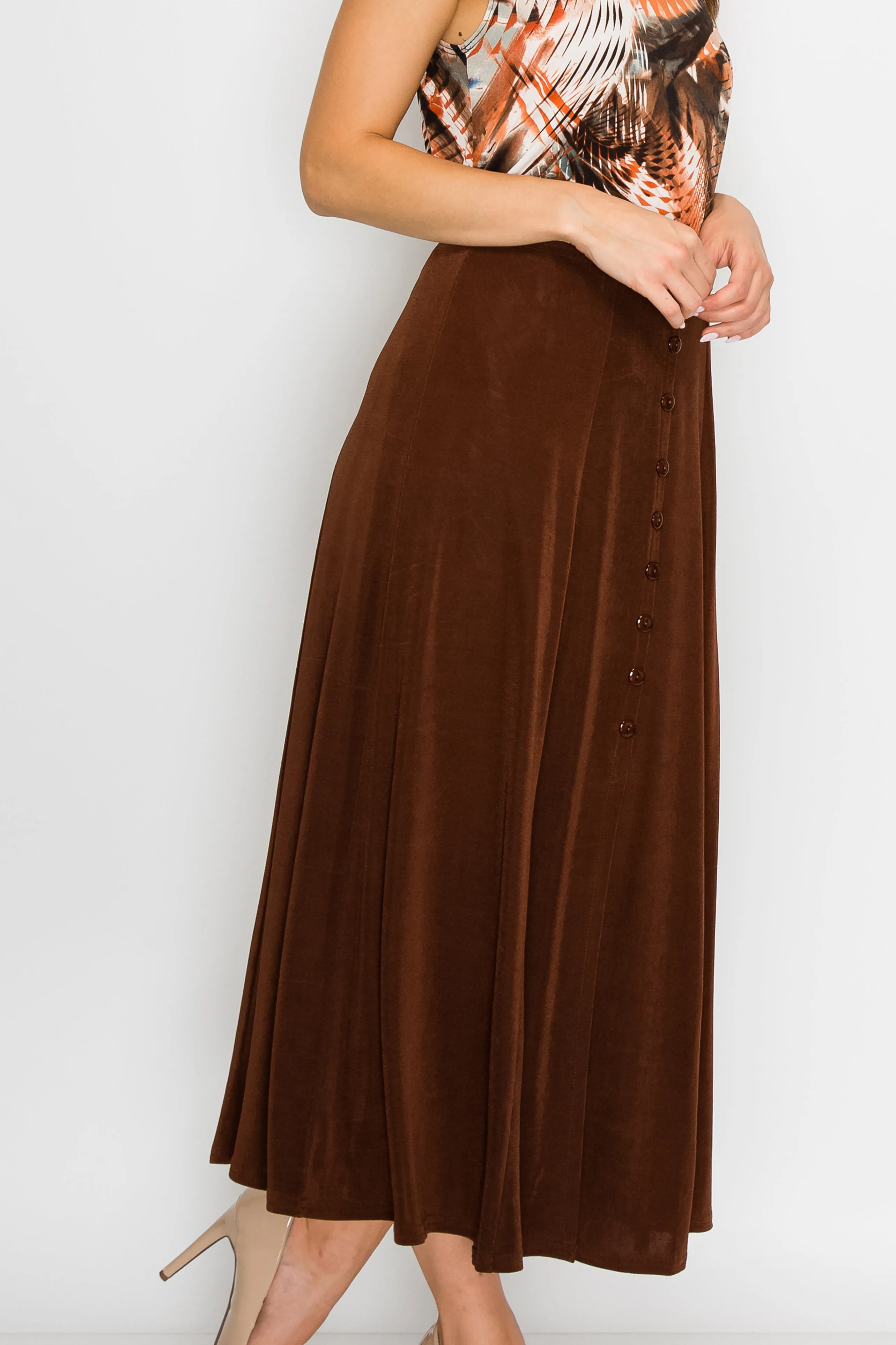 Stretchy Button Skirt-6000BN-ARS1