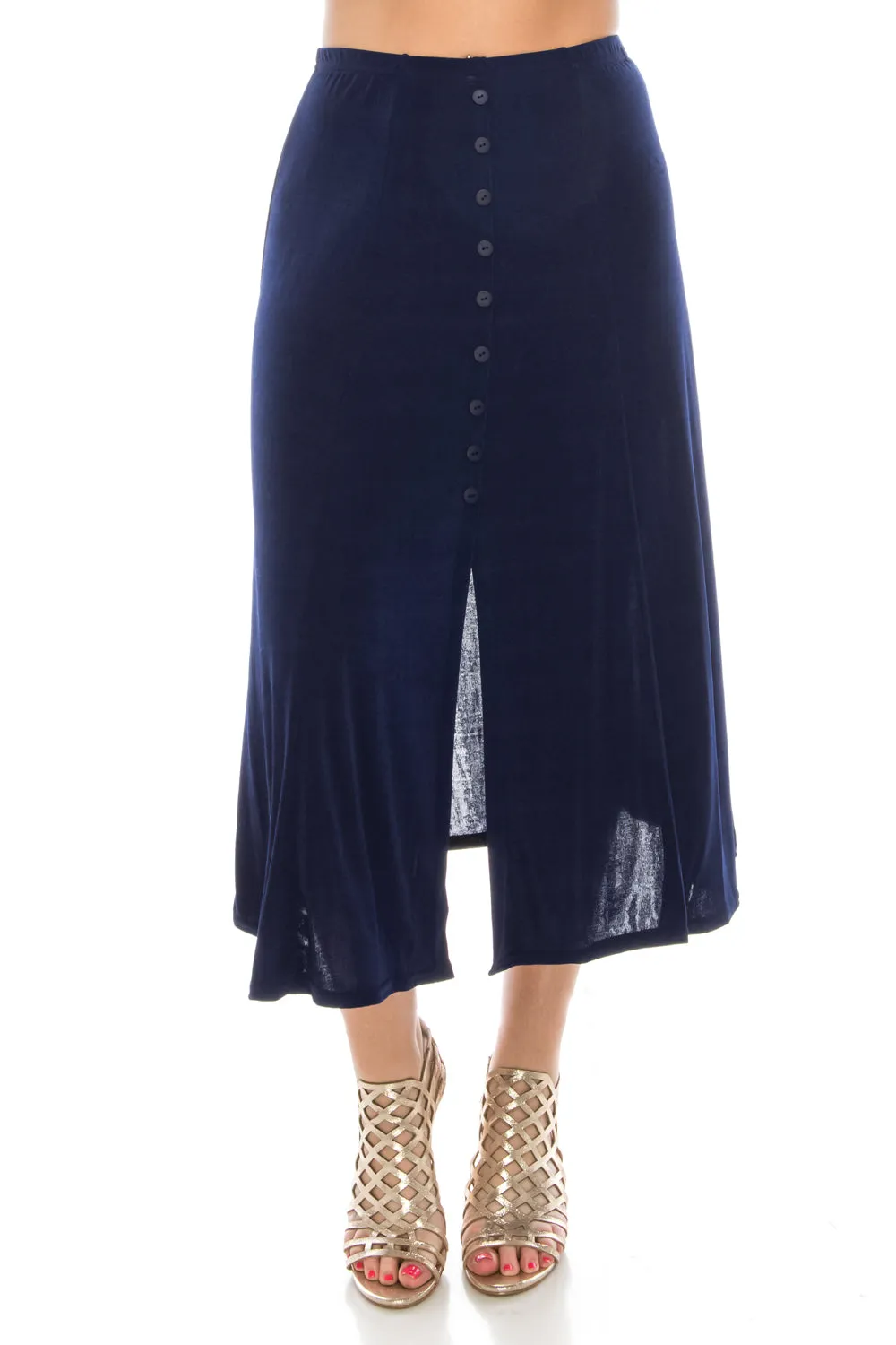 Stretchy Button Skirt-6000BN-ARS1