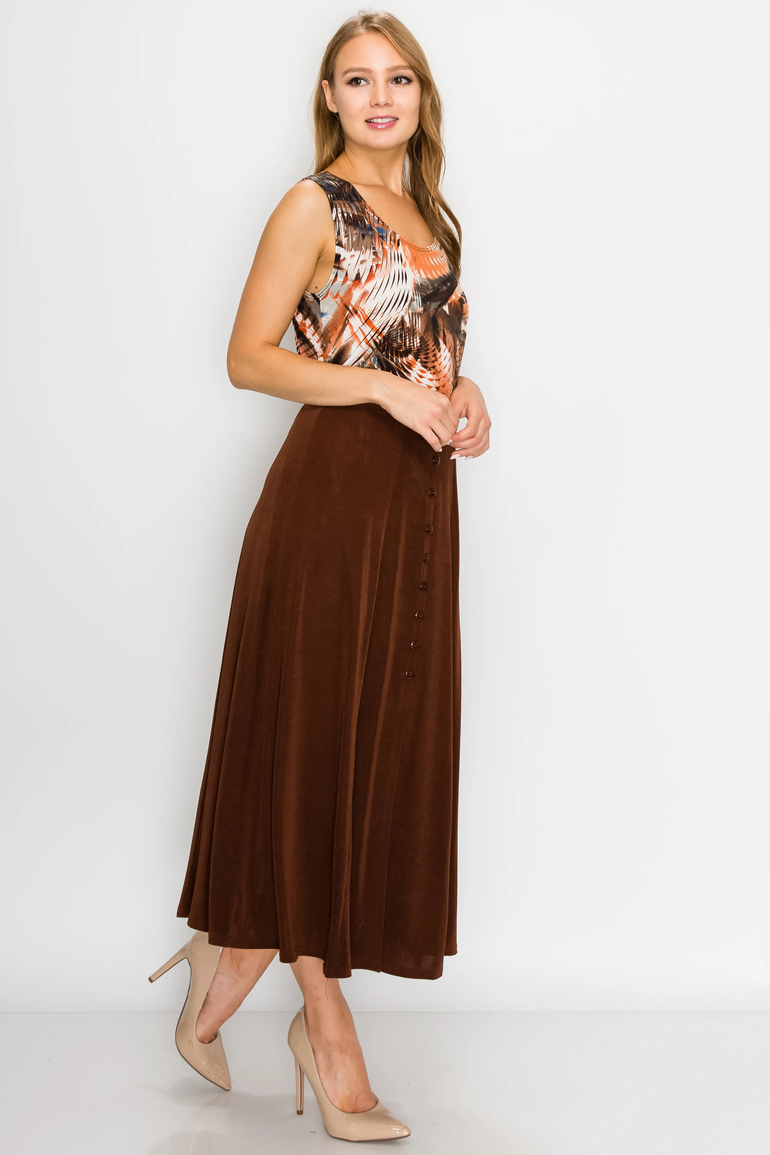 Stretchy Button Skirt-6000BN-ARS1