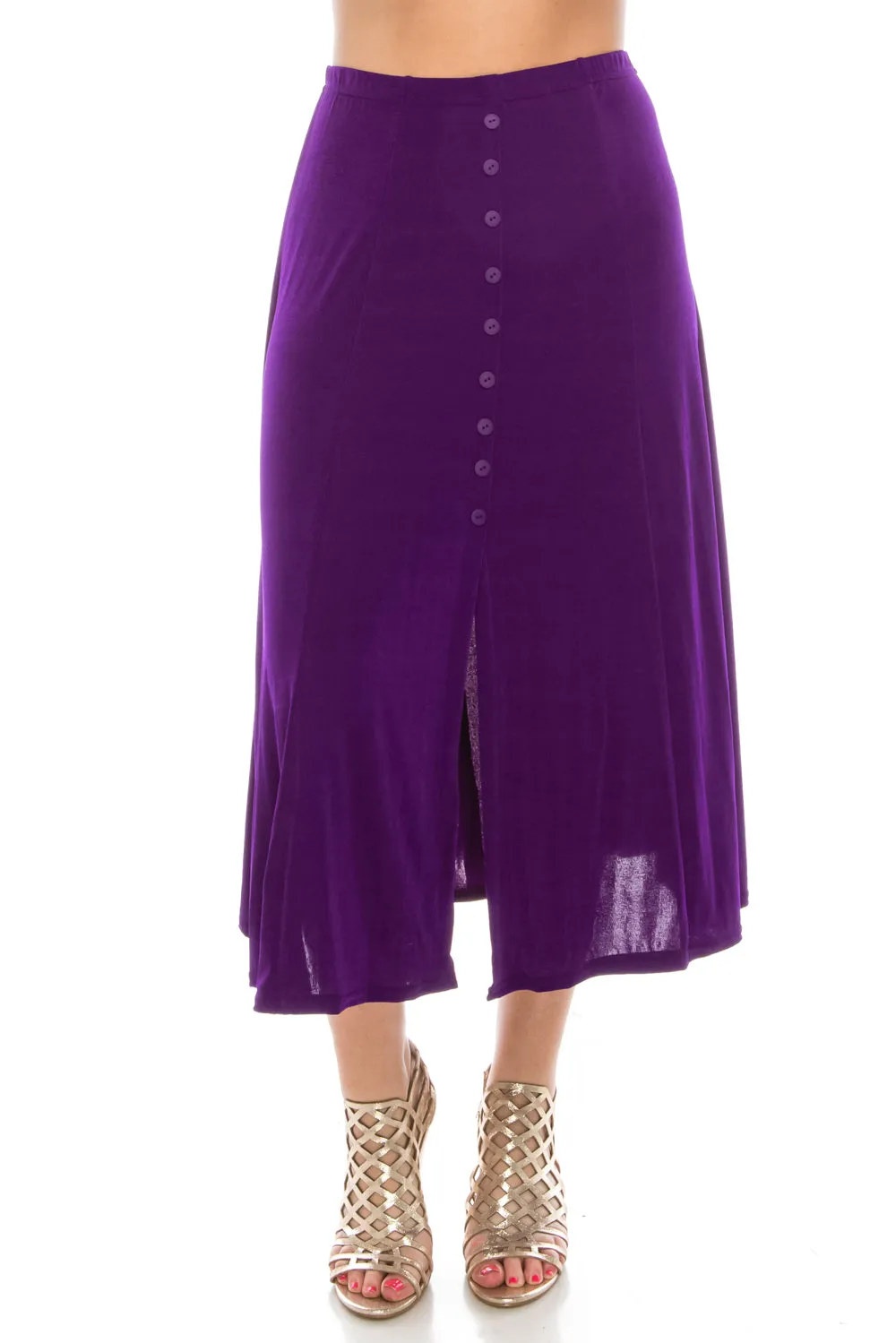 Stretchy Button Skirt-6000BN-ARS1