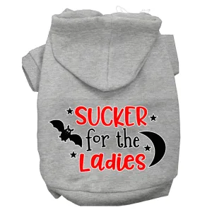 Sucker For The Ladies Screen Print Dog Hoodie Grey Xxl