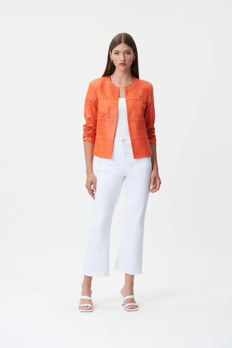 Suede Crewneck Long Sleeve Jacket