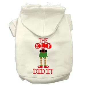 The Elf Did It Screen Print Dog Hoodie Cream Xs