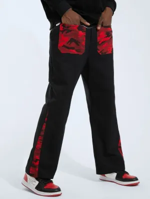 Trendy Streetwear Camo Patchwork Straight Fit Baggy Joggers Pant For Mens