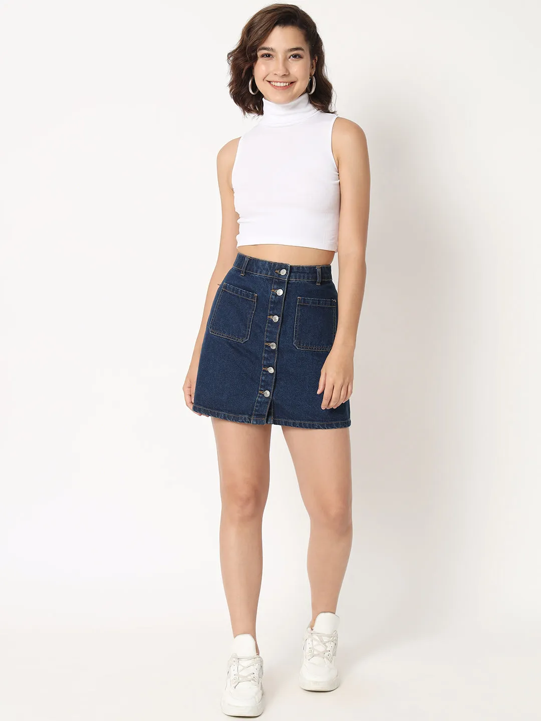 Turtle Neck Fitted Crop Top