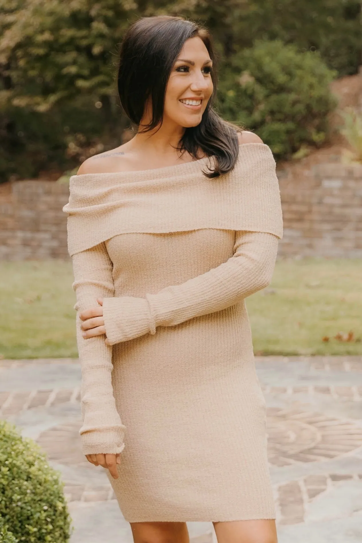 Valerie Off Shoulder Ribbed Mini Dress
