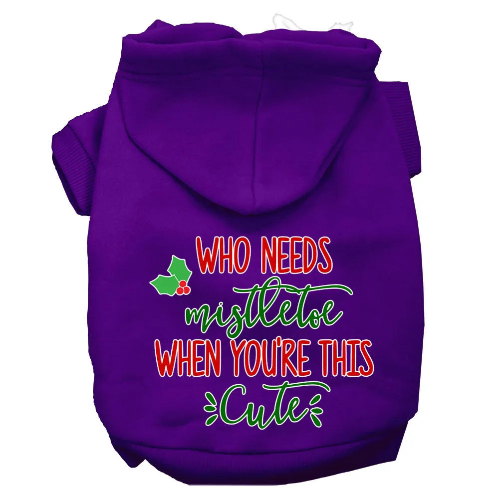 Who Needs Mistletoe Screen Print Dog Hoodie Purple M