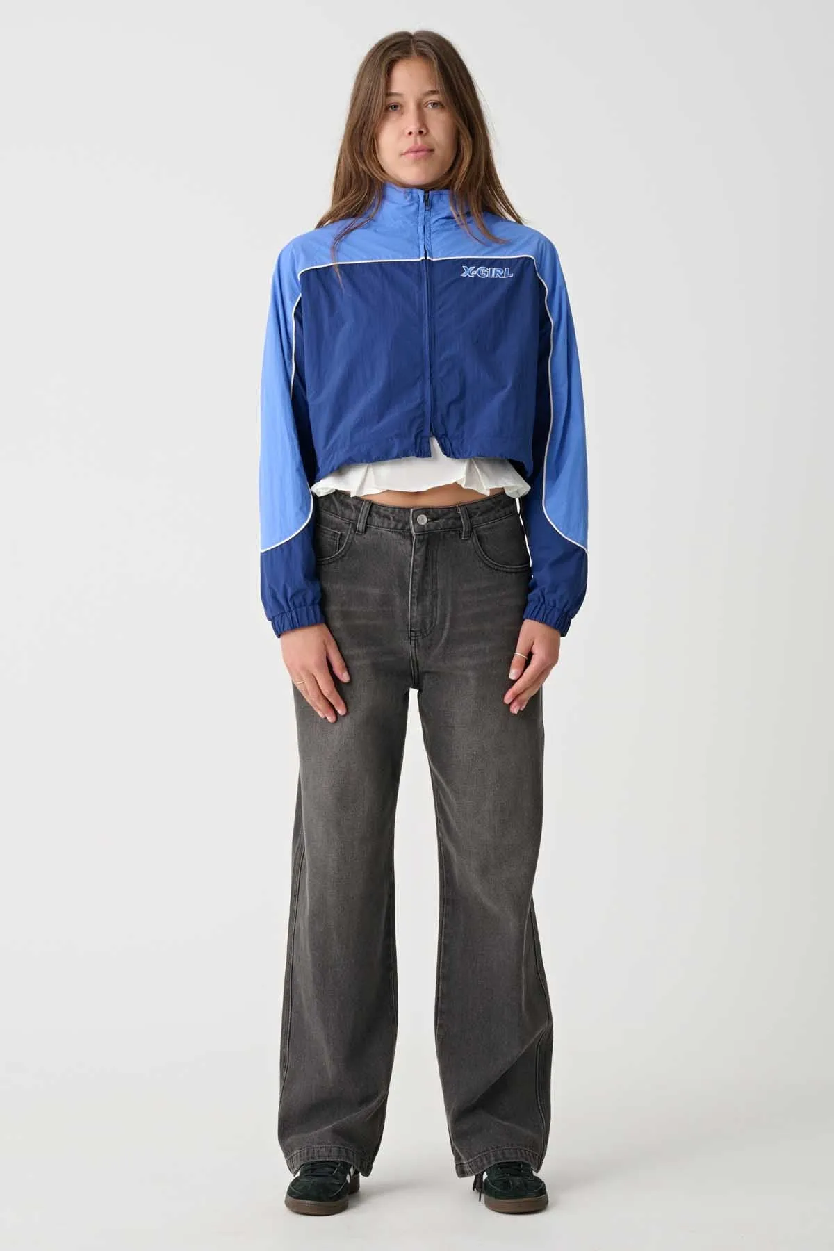 X-GIRL PANELLED TRACK JACKET - Navy