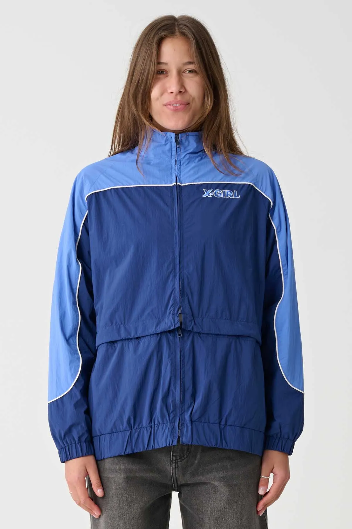 X-GIRL PANELLED TRACK JACKET - Navy